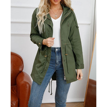 Nadia | Hooded Utility Rain Coat with Zip Pockets