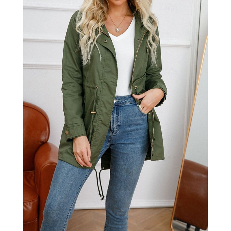Nadia | Hooded Utility Rain Coat with Zip Pockets