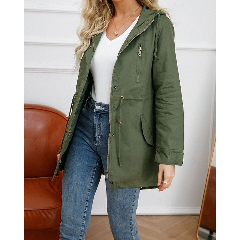 Nadia | Hooded Utility Rain Coat with Zip Pockets