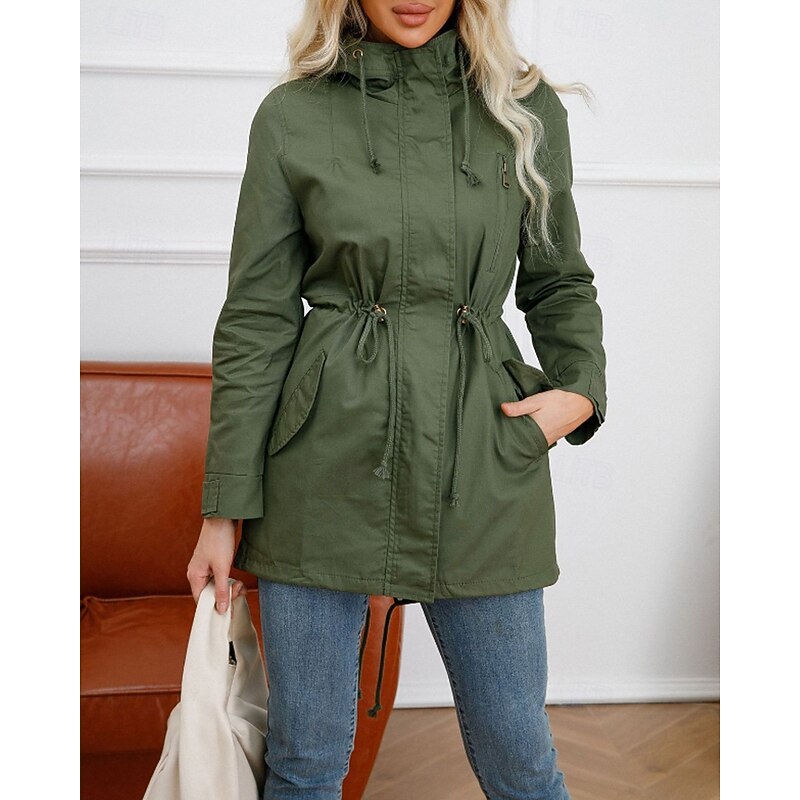 Nadia | Hooded Utility Rain Coat with Zip Pockets