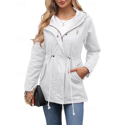 Nadia | Hooded Utility Rain Coat with Zip Pockets