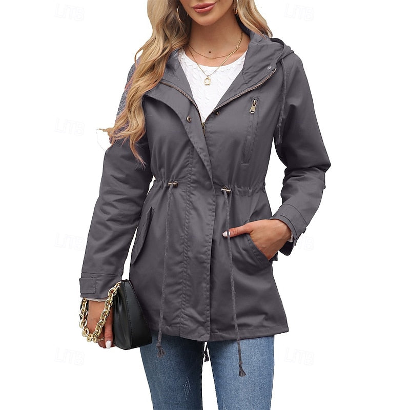 Nadia | Hooded Utility Rain Coat with Zip Pockets