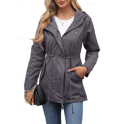 Nadia | Hooded Utility Rain Coat with Zip Pockets