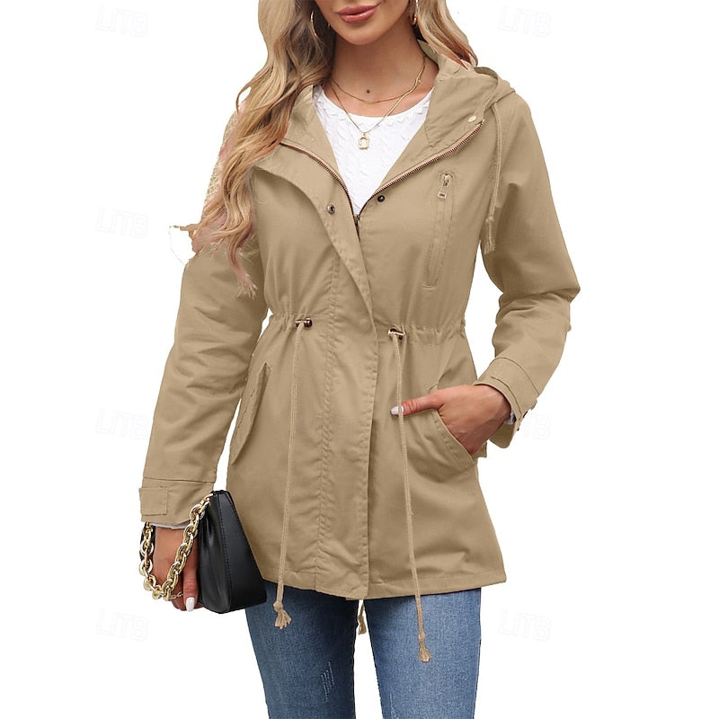 Nadia | Hooded Utility Rain Coat with Zip Pockets