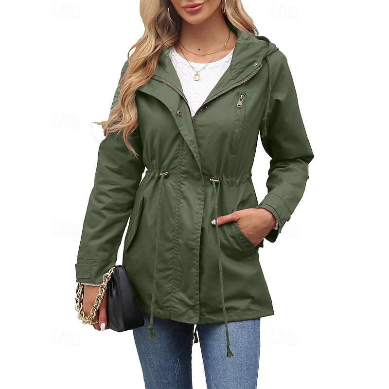 Nadia | Hooded Utility Rain Coat with Zip Pockets
