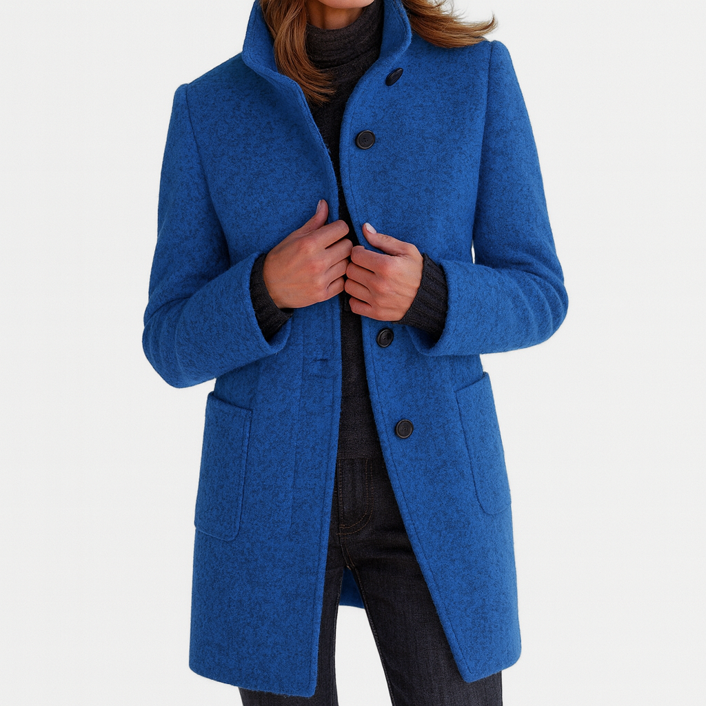 Sarah | Mid-Length Stand Collar Coat with Patch Pockets
