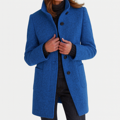 Sarah | Mid-Length Stand Collar Coat with Patch Pockets