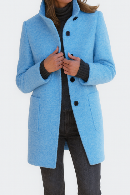 Sarah | Mid-Length Stand Collar Coat with Patch Pockets