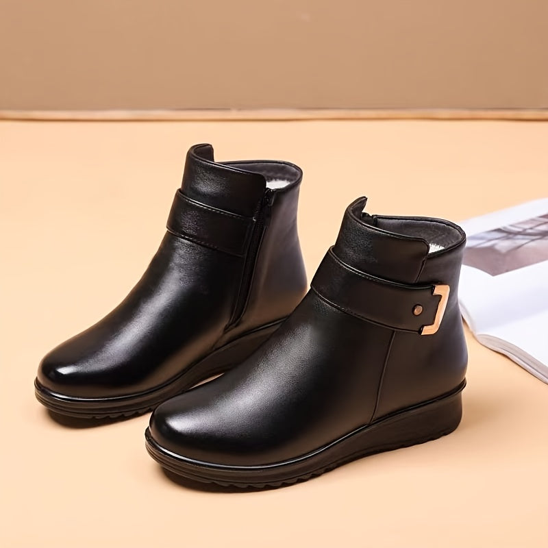 Sylvia | Warm Lined Buckle Ankle Winter Boots