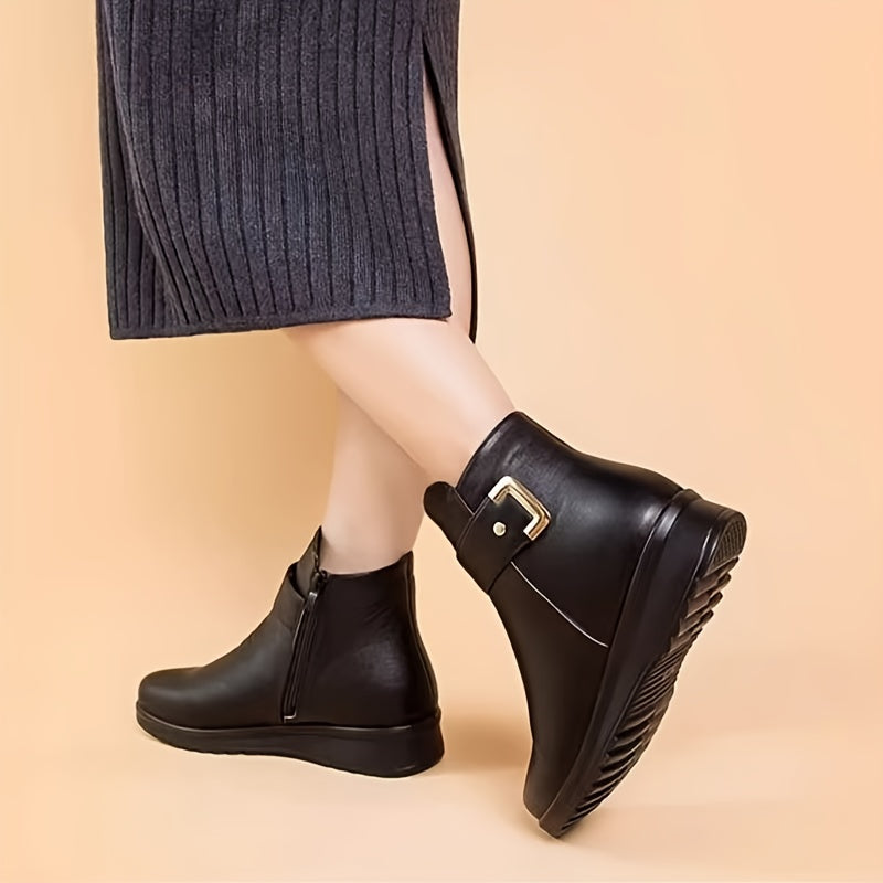 Sylvia | Warm Lined Buckle Ankle Winter Boots