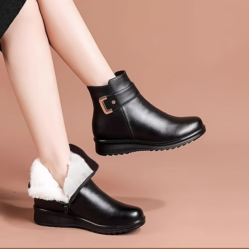 Sylvia | Warm Lined Buckle Ankle Winter Boots