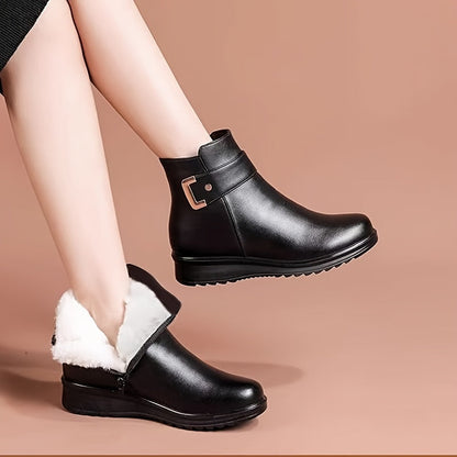 Sylvia | Warm Lined Buckle Ankle Winter Boots