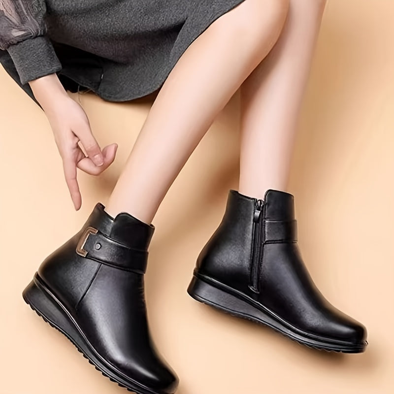 Sylvia | Warm Lined Buckle Ankle Winter Boots