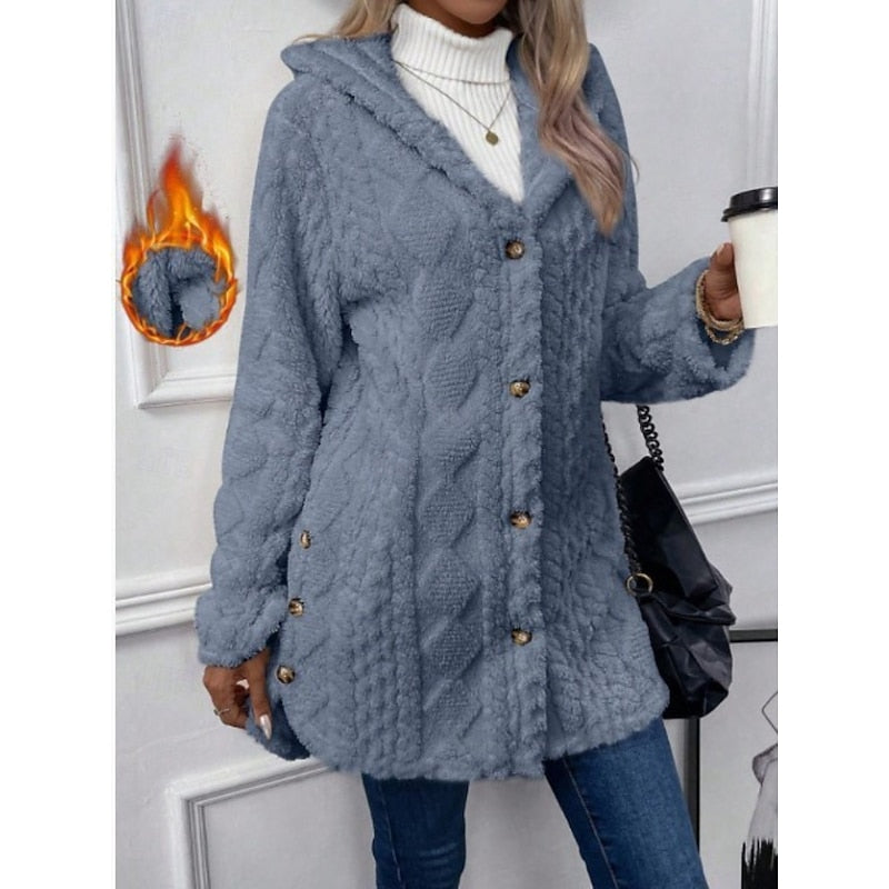 Vera | Open-Front Hooded Textured Jacket with Pockets