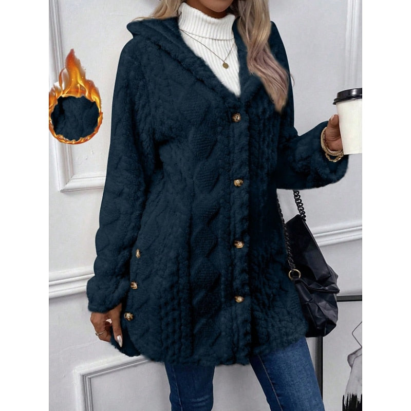 Vera | Open-Front Hooded Textured Jacket with Pockets