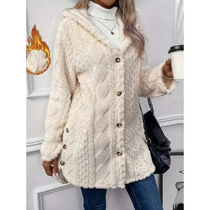Vera | Open-Front Hooded Textured Jacket with Pockets