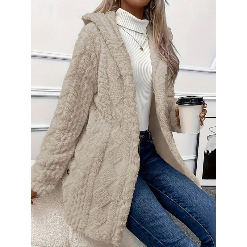Vera | Open-Front Hooded Textured Jacket with Pockets