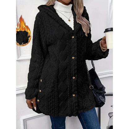 Vera | Open-Front Hooded Textured Jacket with Pockets