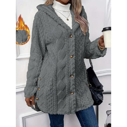 Vera | Open-Front Hooded Textured Jacket with Pockets