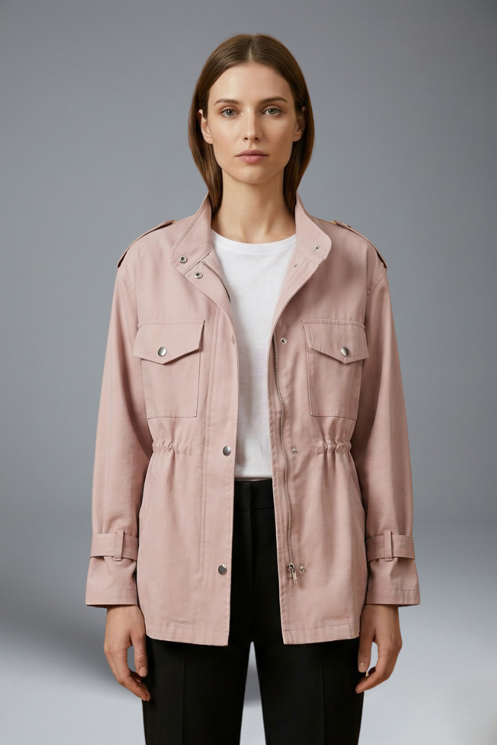 Yasmine | Double-Breasted Belted Utility Jacket