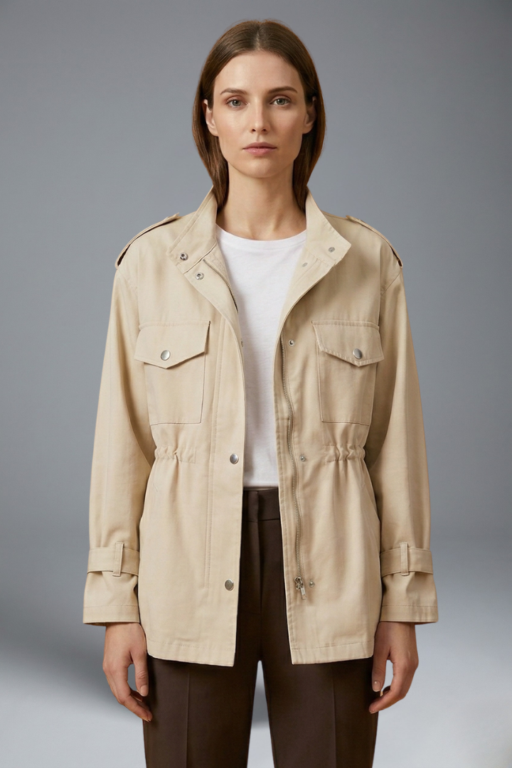 Yasmine | Double-Breasted Belted Utility Jacket