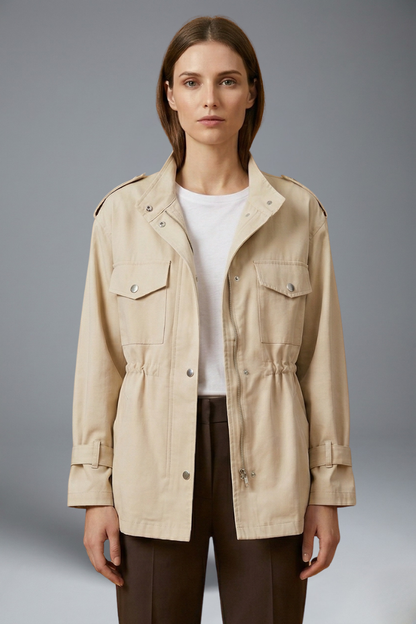 Yasmine | Double-Breasted Belted Utility Jacket