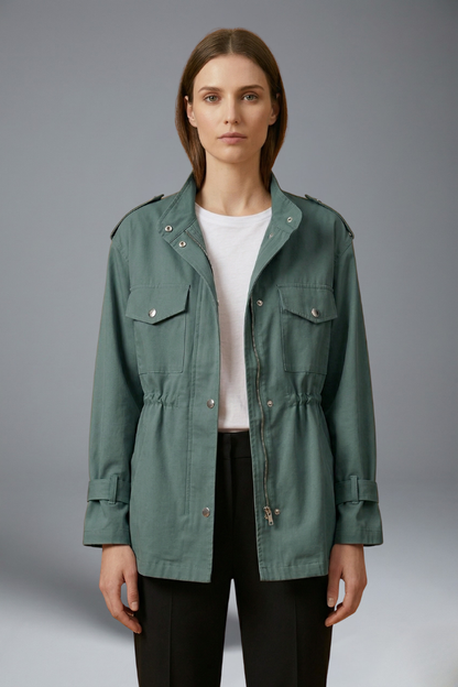 Yasmine | Double-Breasted Belted Utility Jacket