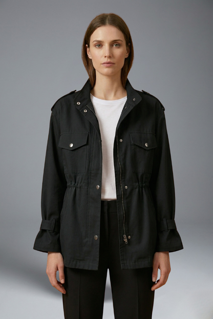 Yasmine | Double-Breasted Belted Utility Jacket