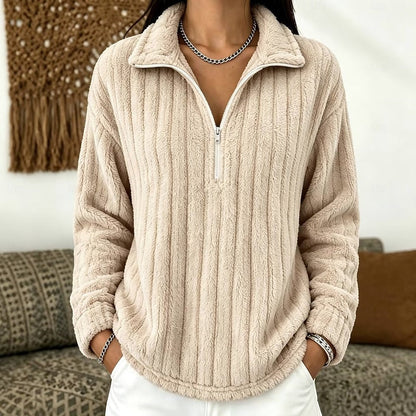 Camille | Cozy Plush Textured Quarter-Zip Sweater