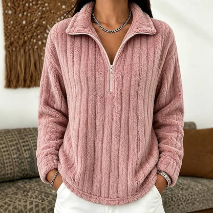 Camille | Cozy Plush Textured Quarter-Zip Sweater