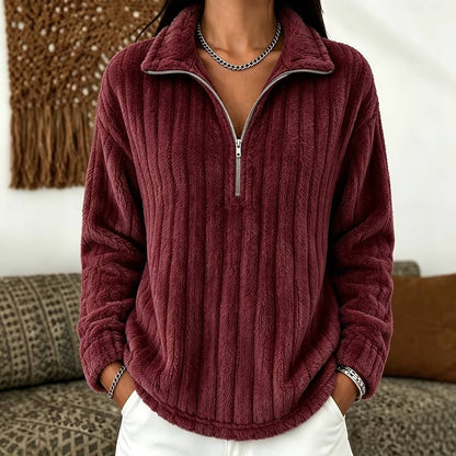 Camille | Cozy Plush Textured Quarter-Zip Sweater