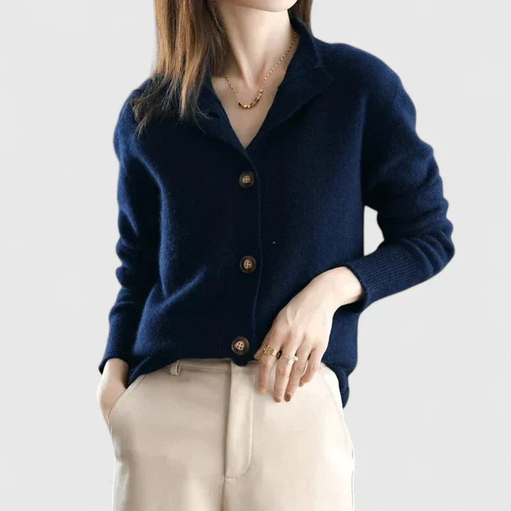 Grace | Warm Collared Button-Front Cardigan