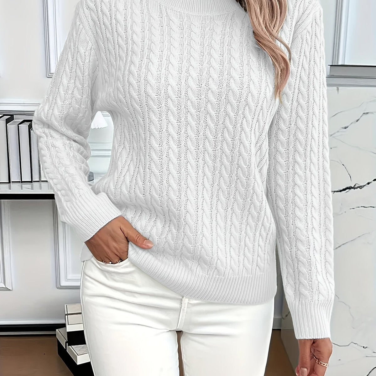 Maren | Soft Cable-Knit Round Neck Sweater