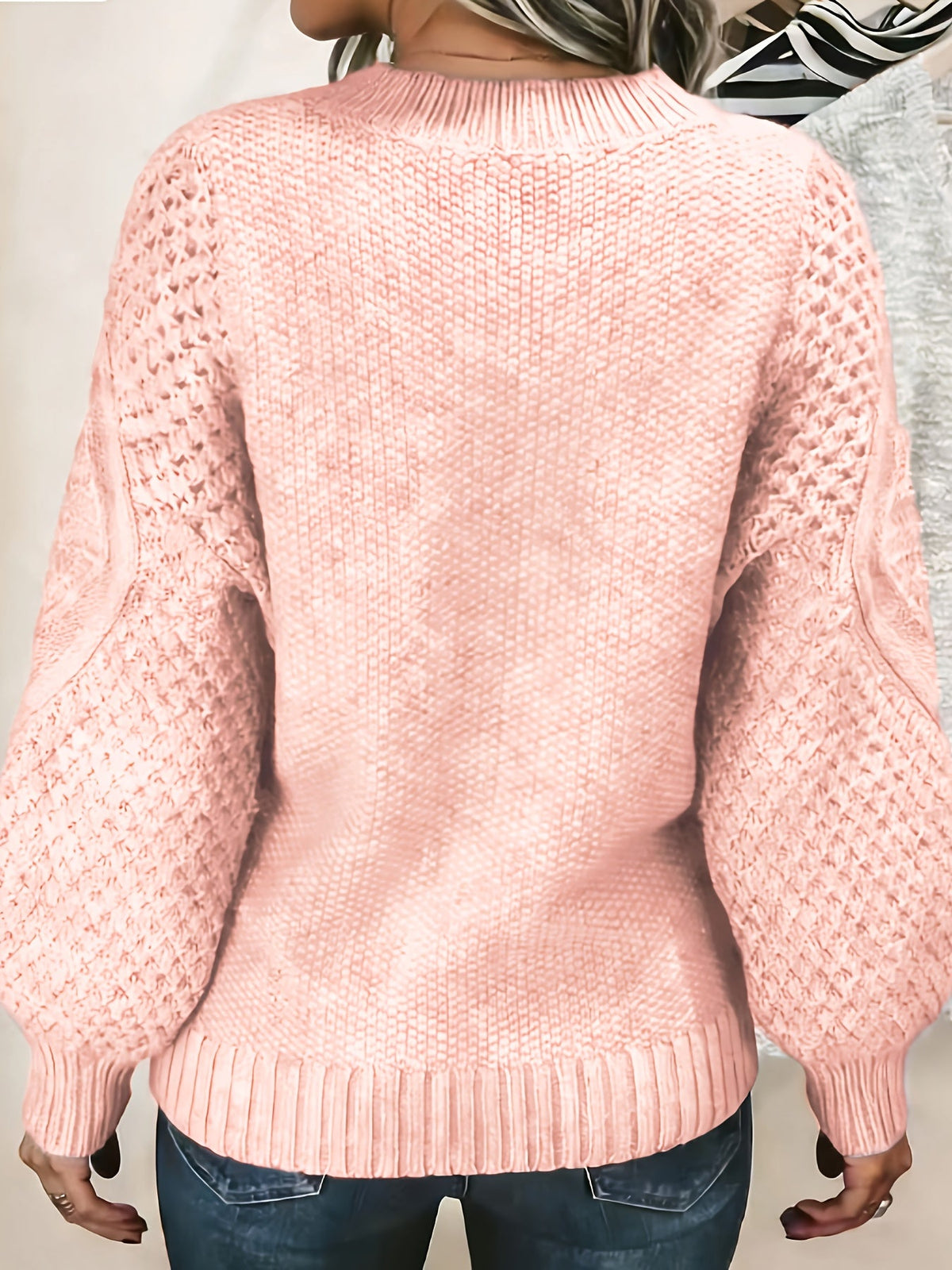 Marlowe | Warm Textured Knit Lantern Sleeve Sweater