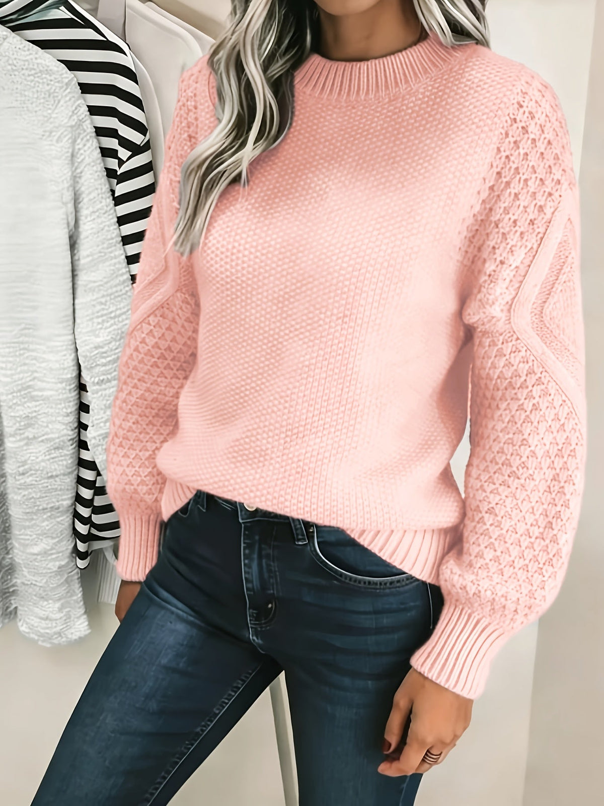 Marlowe | Warm Textured Knit Lantern Sleeve Sweater
