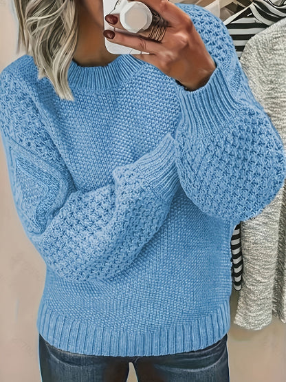 Marlowe | Warm Textured Knit Lantern Sleeve Sweater
