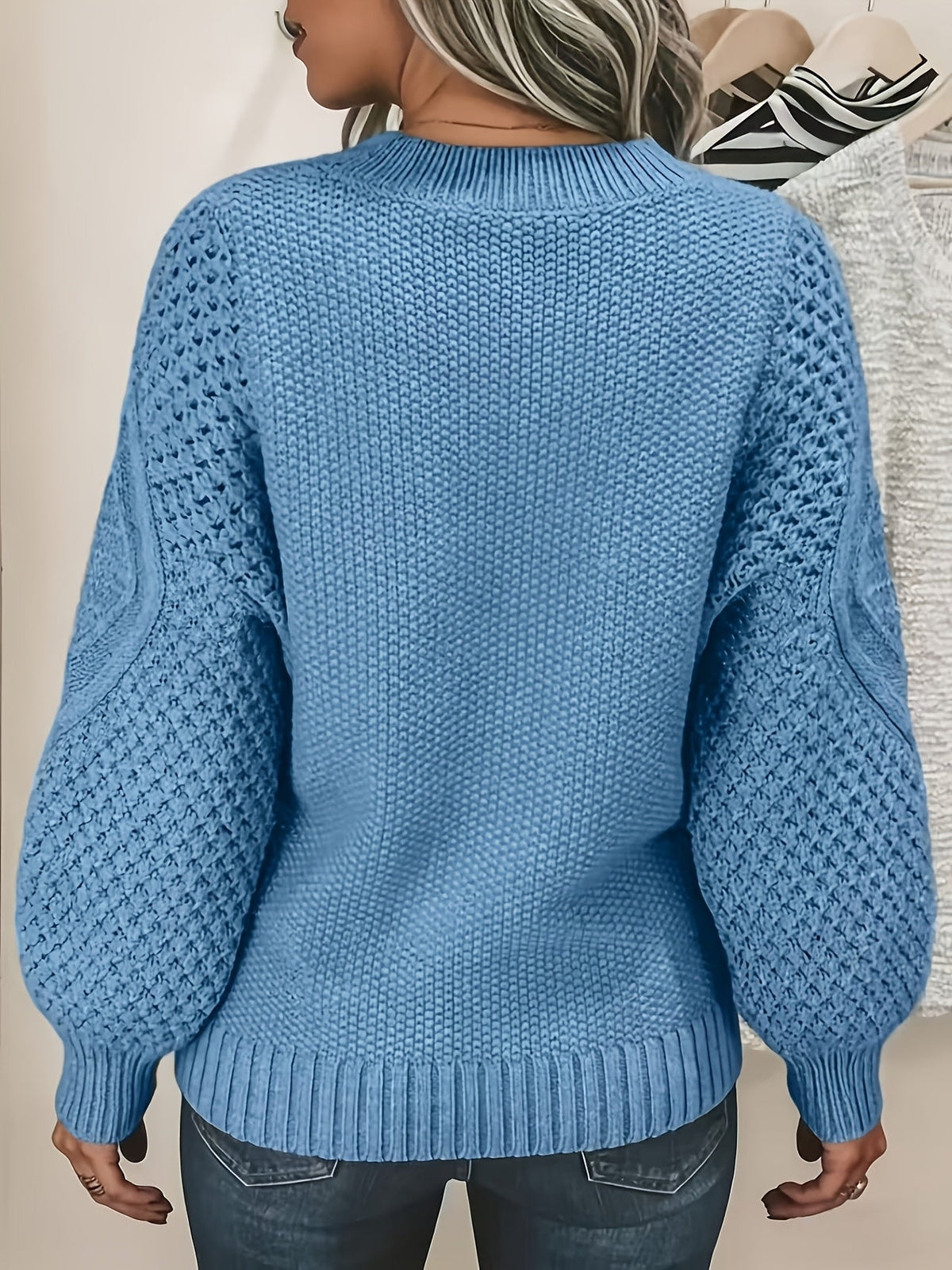 Marlowe | Warm Textured Knit Lantern Sleeve Sweater