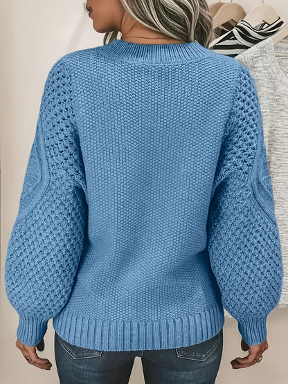Marlowe | Warm Textured Knit Lantern Sleeve Sweater