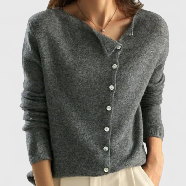 Riley | Elegant Button-Front Asymmetric Cardigan