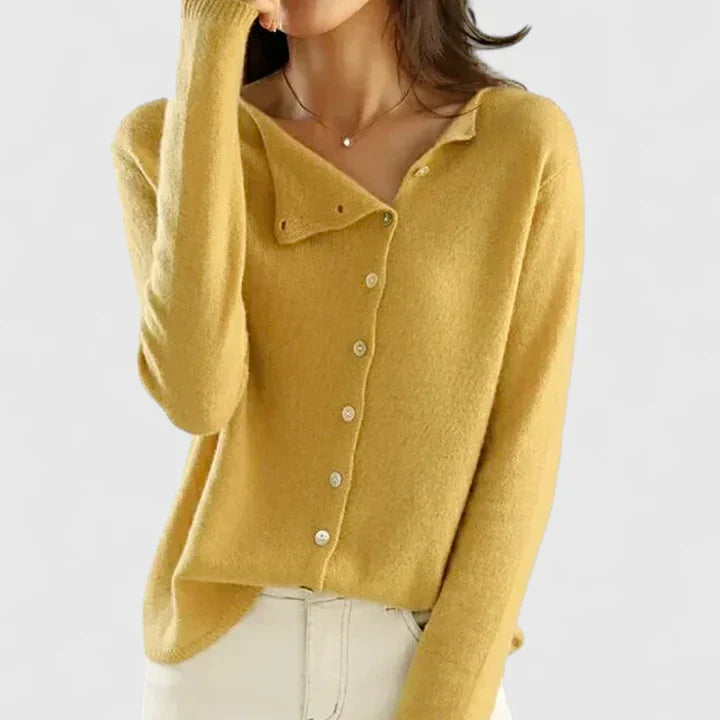 Riley | Elegant Button-Front Asymmetric Cardigan