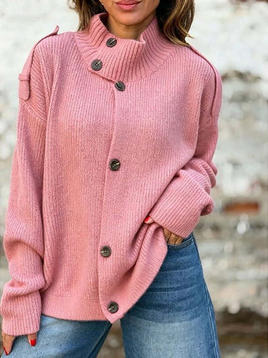 Rose | Cozy Buttoned Stand-Collar Knit Cardigan