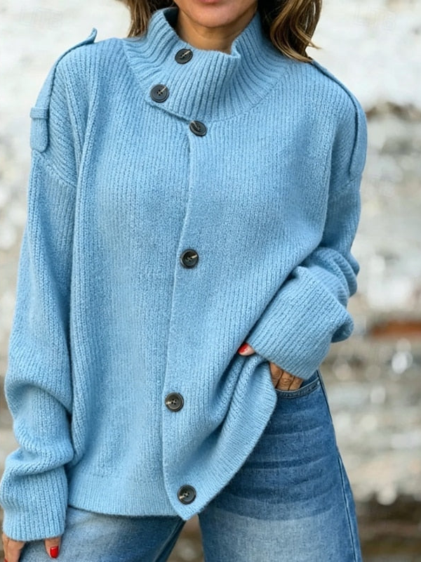 Rose | Cozy Buttoned Stand-Collar Knit Cardigan
